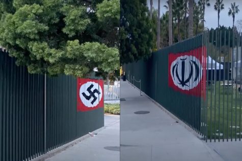 LACMA fence swastika was an Iranian flag when viewed from opposite direction