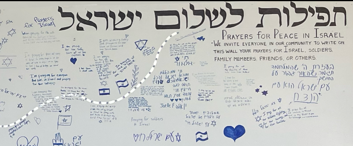 On the Israel Prayer Wall, located outside of the Guerin, Milken students and faculty have to opportunity to write prayers for peace.